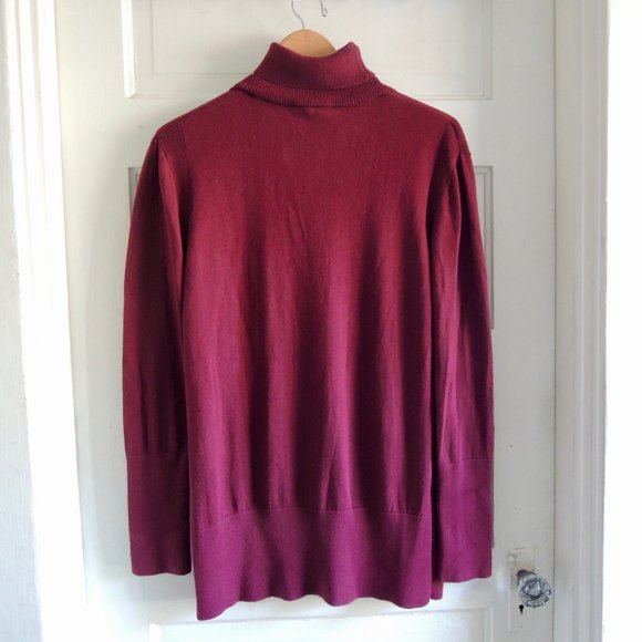 Tome NYC Burgundy Merino Cut Out Turtleneck Sweater L - Picture 9 of 10